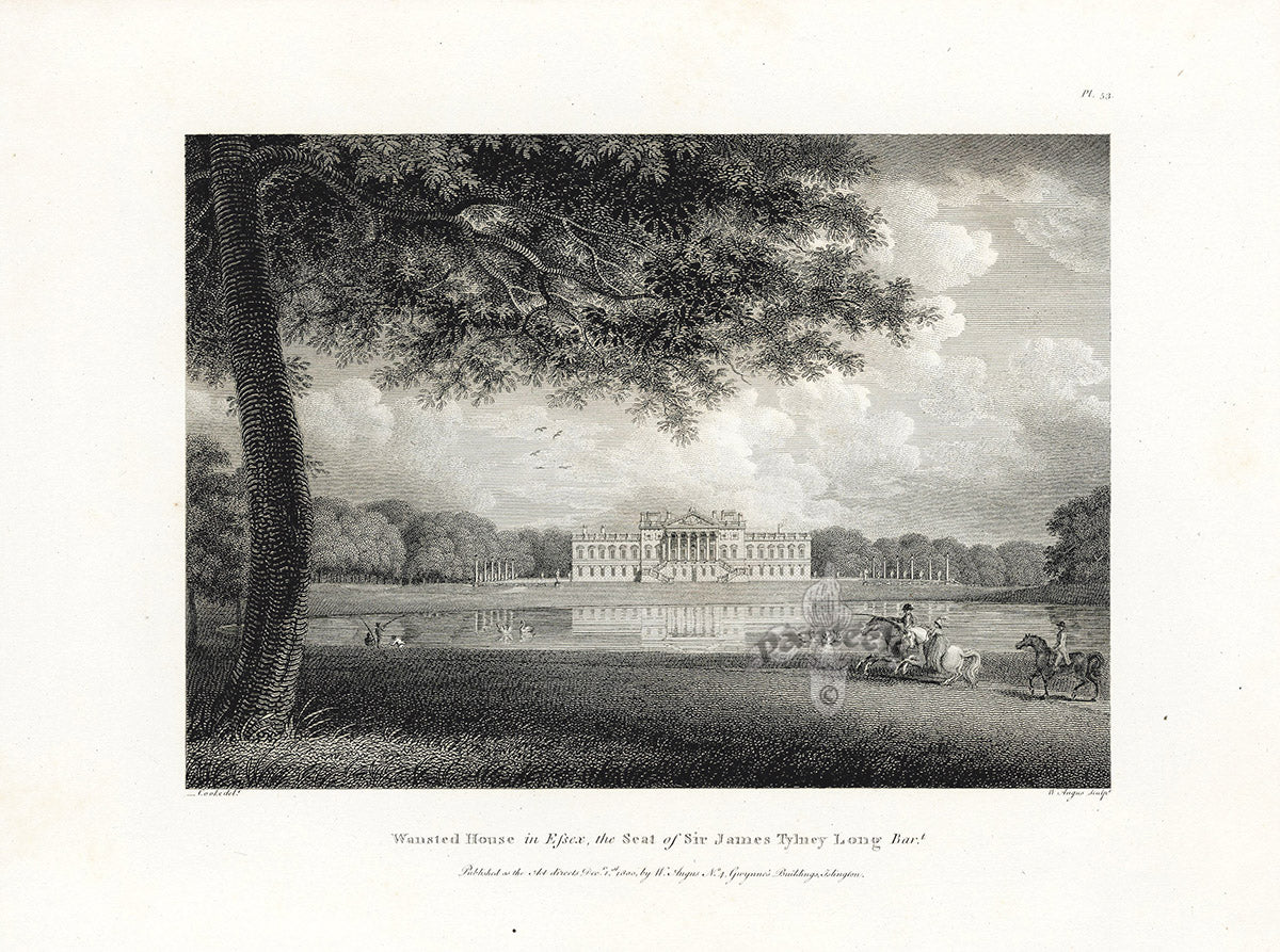 Angus English Stately Homes Original Print Wansted House, Essex