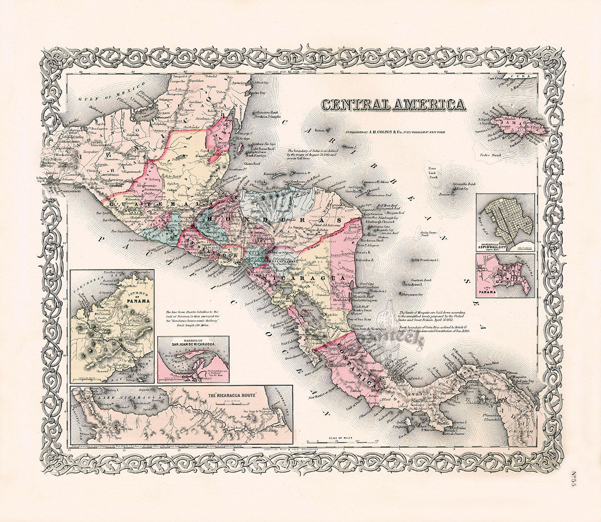 Antique Map Prints Colton Atlas Central America