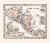 Antique Map Prints Colton Atlas Central America - Panteek Antique Prints