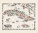 Antique Map Prints Colton Atlas Cuba, Jamaica, Puerto Rico - Panteek Antique Prints