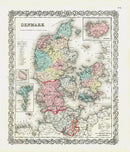Antique Map Prints Colton Atlas Denmark - Panteek Antique Prints