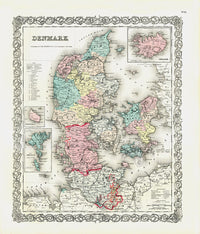 Antique Map Prints Colton Atlas Denmark - Panteek Antique Prints