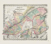Antique Map Prints Colton Atlas East or Lower Canada - Panteek Antique Prints