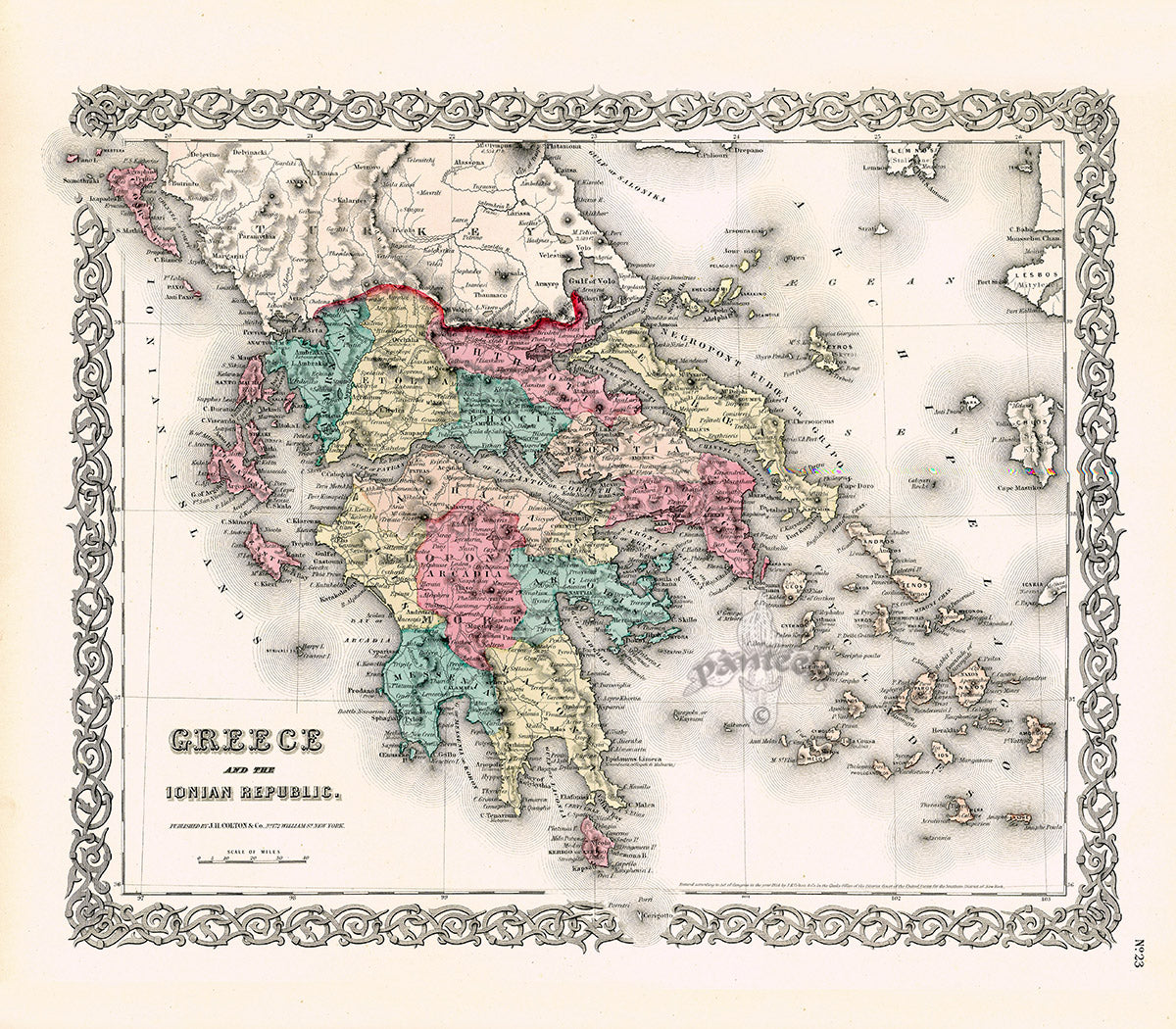 Antique Map Prints Colton Atlas Greece