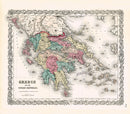 Antique Map Prints Colton Atlas Greece - Panteek Antique Prints