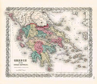Antique Map Prints Colton Atlas Greece - Panteek Antique Prints