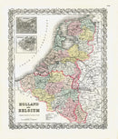Antique Map Prints Colton Atlas Holland & Belgium - Panteek Antique Prints