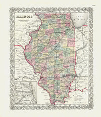 Antique Map Prints Colton Atlas Illinois - Panteek Antique Prints