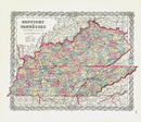 Antique Map Prints Colton Atlas Kentucky & Tennessee - Panteek Antique Prints