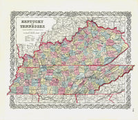 Antique Map Prints Colton Atlas Kentucky & Tennessee - Panteek Antique Prints