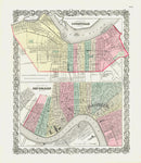 Antique Map Prints Colton Atlas Louisville, New Orleans - Panteek Antique Prints