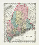 Antique Map Prints Colton Atlas Maine - Panteek Antique Prints