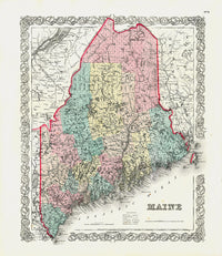 Antique Map Prints Colton Atlas Maine - Panteek Antique Prints