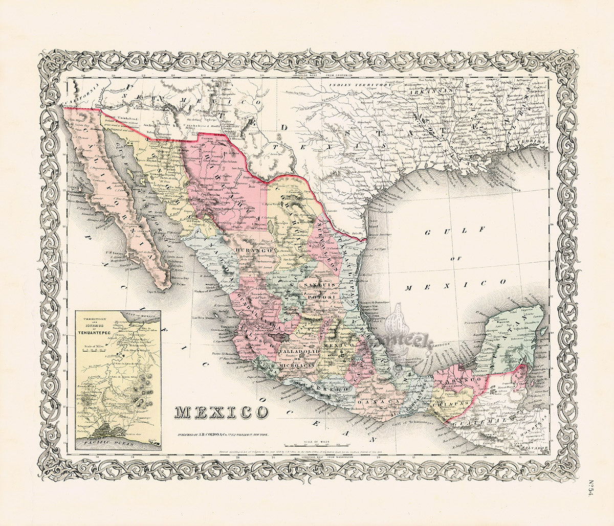 Antique Map Prints Colton Atlas Mexico
