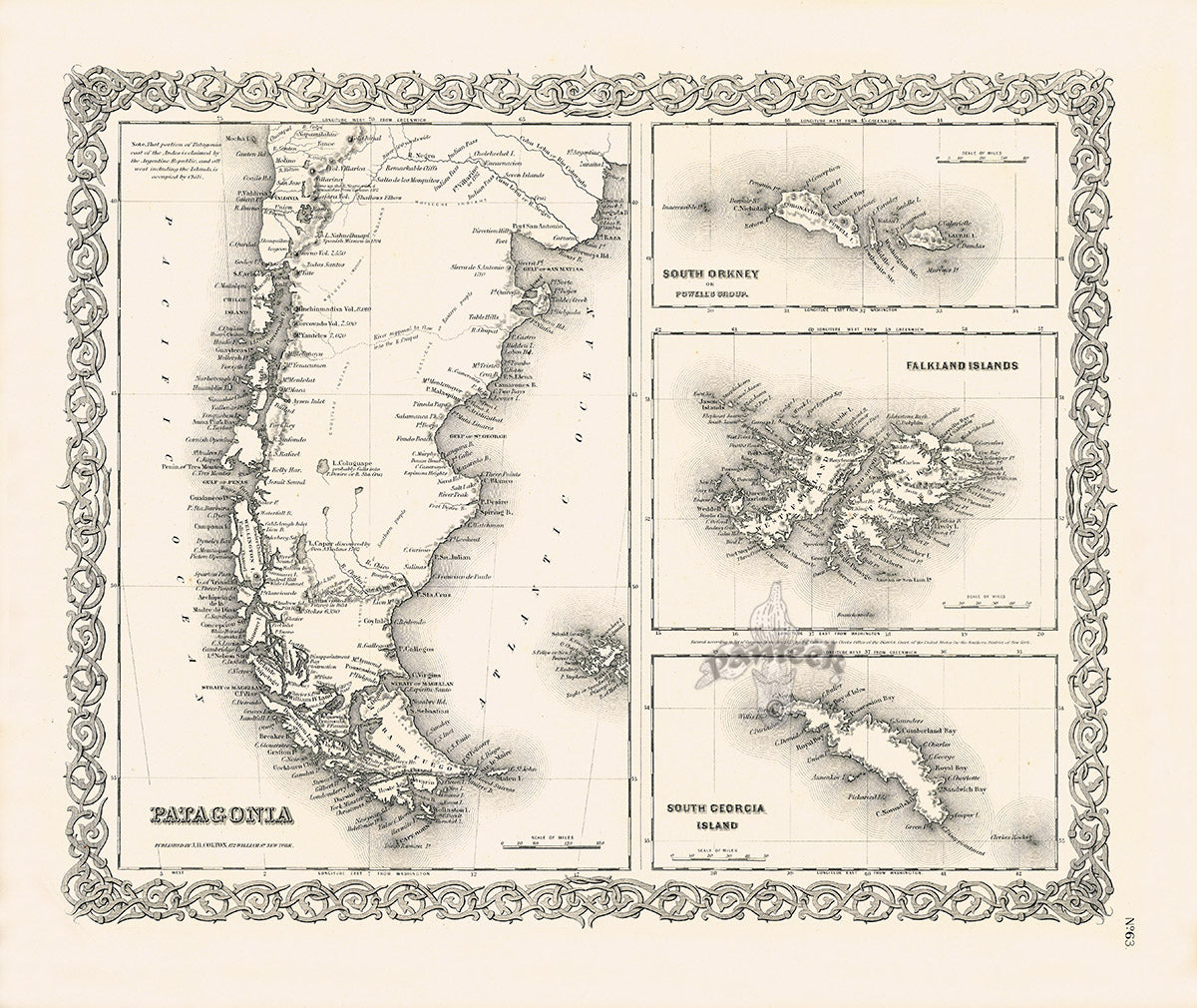 Antique Map Prints Colton Atlas Patagonia