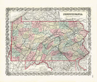 Antique Map Prints Colton Atlas Pennsylvania - Panteek Antique Prints