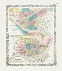 Antique Map Prints Colton Atlas Pittsburgh, Cincinnati - Panteek Antique Prints