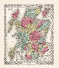Antique Map Prints Colton Atlas Scotland - Panteek Antique Prints