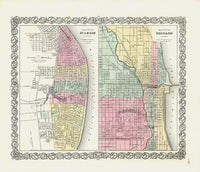 Antique Map Prints Colton Atlas St. Louis, Chicago - Panteek Antique Prints