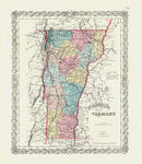 Antique Map Prints Colton Atlas Vermont - Panteek Antique Prints