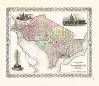 Antique Map Prints Colton Atlas Washington D.C., Georgetown - Panteek Antique Prints