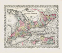 Antique Map Prints Colton Atlas West or Upper Canada - Panteek Antique Prints