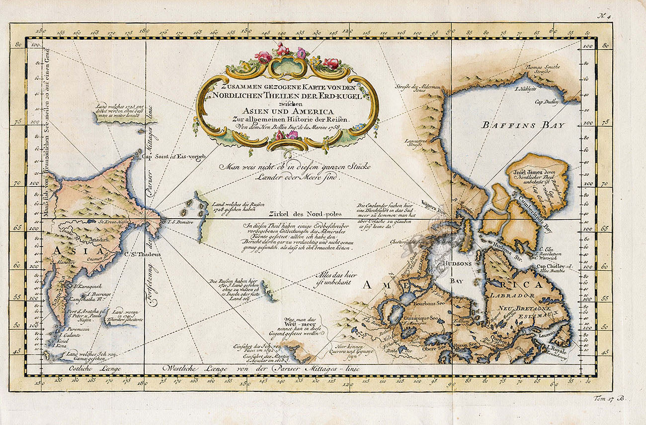 Antique Maps of the World, America, Arctic 1690, Arctic, Asia, NW Amer