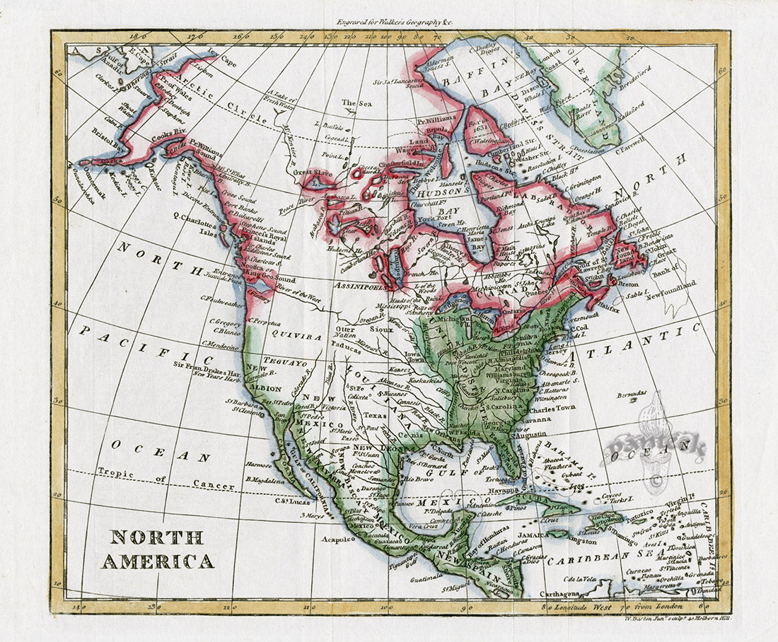 Antique Maps of the World, America, Arctic 1690, N. America 1810