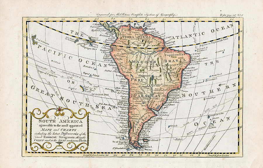 Antique Maps of the World, America, Arctic 1690 on S. America