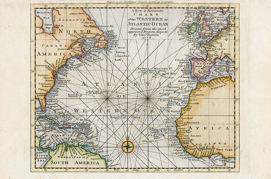 Antique Maps of the World, America, Arctic 1690, W. Atlantic Ocean