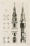 Architecture Stately Homes Vitruvius Britannicus Bow-Steeple 1715 - Panteek Antique Prints