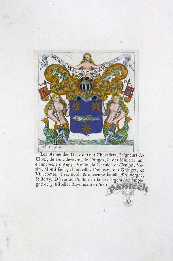 Armorial Universal Engraving by Segoing Armes des Govgnon
