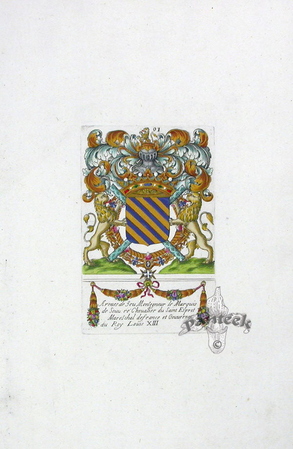 Armorial Universal Engraving by Segoing Monsigneur le Marquis