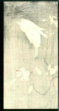 Blue Birds at Night 1930 Seitei Wantanabe Original Woodblock - Panteek Antique Prints