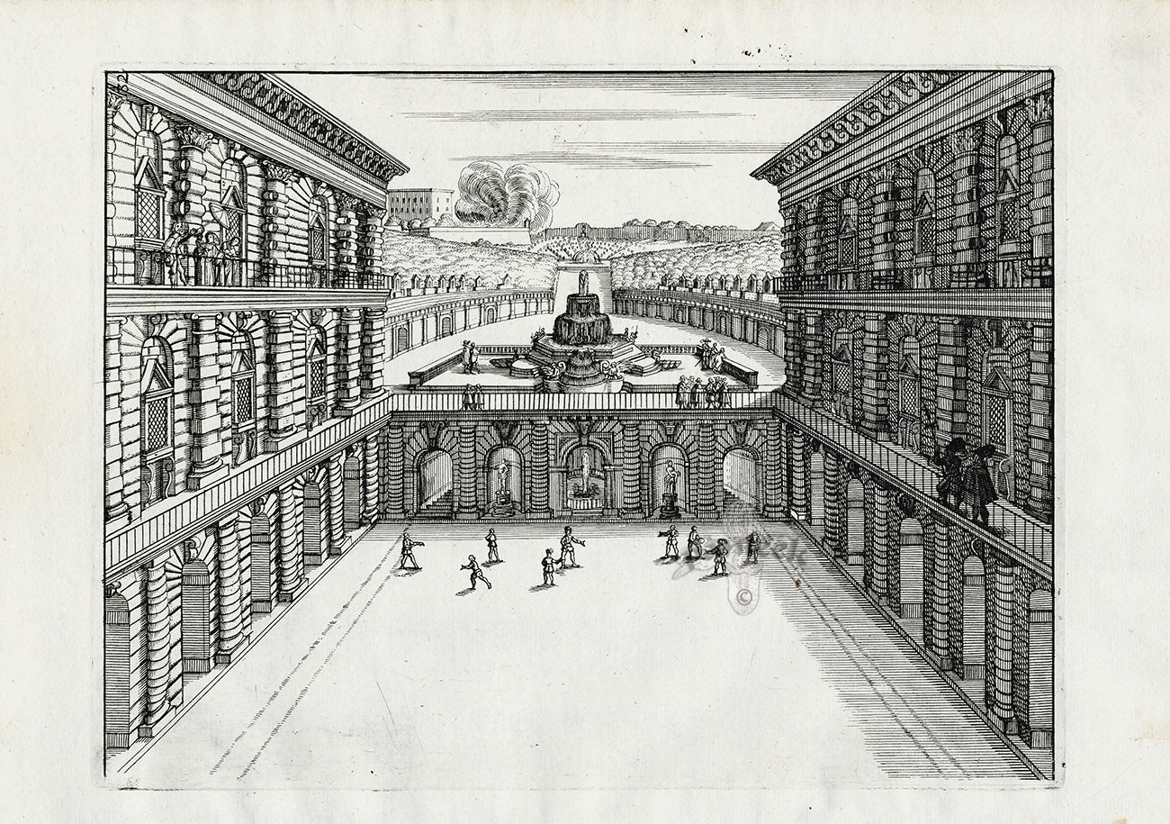 Bockler Architectura Curiosa Nova Artichoke Fountain