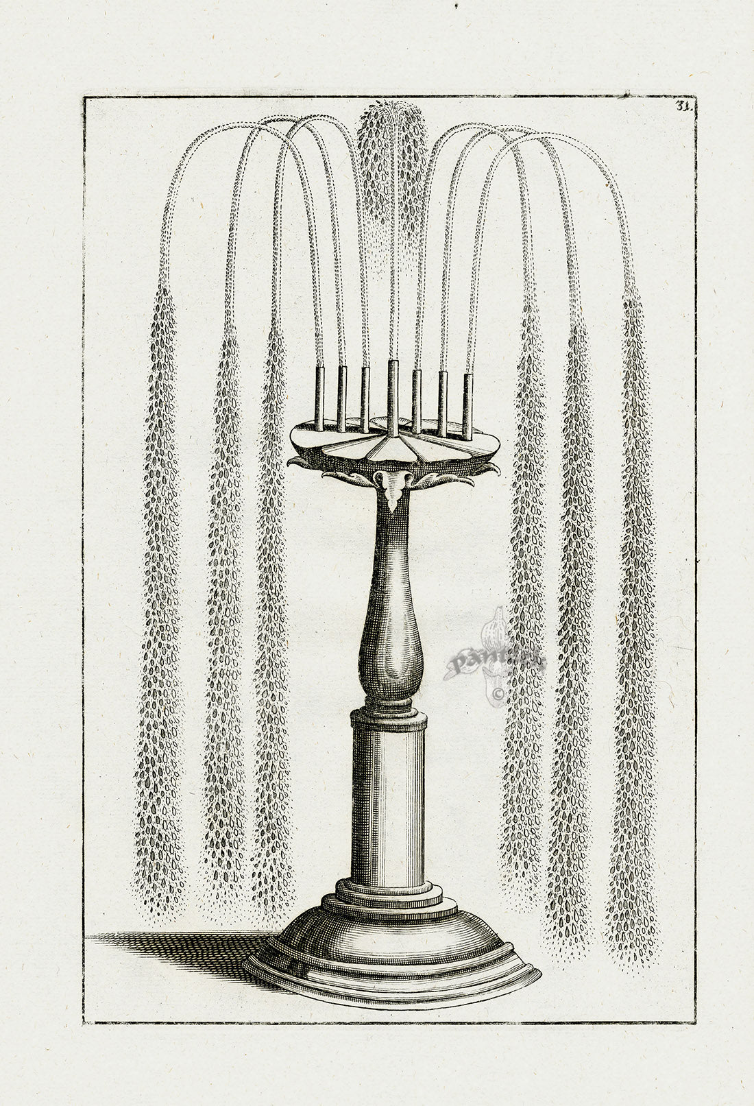 Bockler Architectura Curiosa Nova Fountain, 7 Spout Pillar BAF29