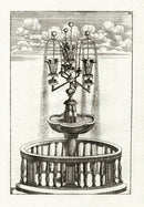 Bockler Architectura Curiosa Nova Fountain, Balustrade - Panteek Antique Prints
