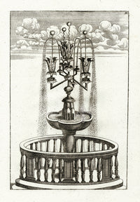 Bockler Architectura Curiosa Nova Fountain, Balustrade - Panteek Antique Prints