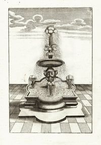 Bockler Architectura Curiosa Nova Fountain, Birds - Panteek Antique Prints