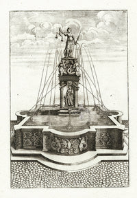 Bockler Architectura Curiosa Nova Fountain, Charity - Panteek Antique Prints