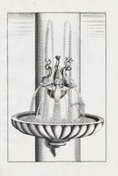 Bockler Architectura Curiosa Nova Fountain, Column Dolphins - Panteek Antique Prints