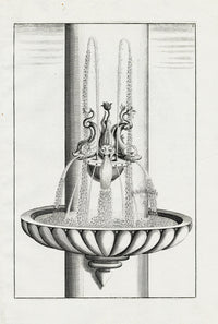 Bockler Architectura Curiosa Nova Fountain, Column Dolphins - Panteek Antique Prints