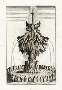 Bockler Architectura Curiosa Nova Fountain, Dogs - Panteek Antique Prints