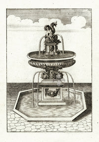 Bockler Architectura Curiosa Nova Fountain, Dolphin Rider - Panteek Antique Prints