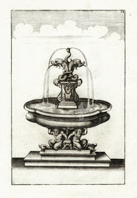 Bockler Architectura Curiosa Nova Fountain, Dolphins - Panteek Antique Prints