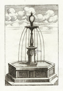 Bockler Architectura Curiosa Nova Fountain, Egg Finial - Panteek Antique Prints
