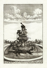 Bockler Architectura Curiosa Nova Fountain, Fish - Panteek Antique Prints