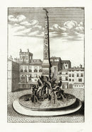 Bockler Architectura Curiosa Nova Fountain, Four Rivers Lion - Panteek Antique Prints
