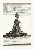Bockler Architectura Curiosa Nova Fountain, Heralds - Panteek Antique Prints