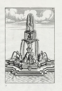 Bockler Architectura Curiosa Nova Fountain, Horses - Panteek Antique Prints